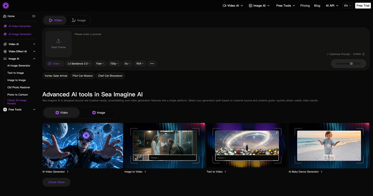 Free Video & Image Art Creation all in with Sea Imagine AI screenshot